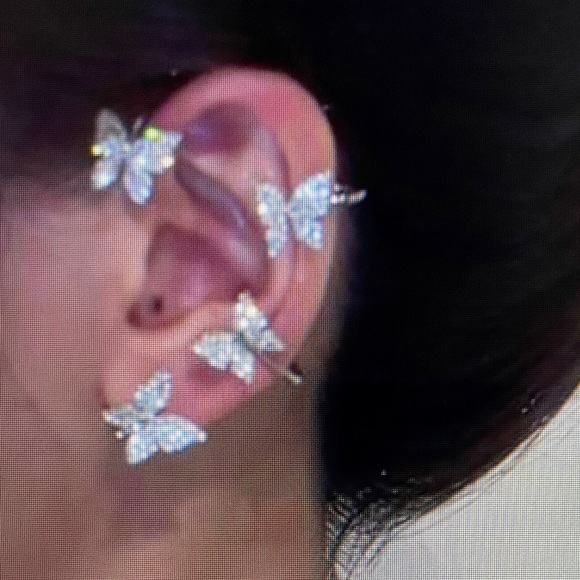 Unique, Elegant Butterfly Silver Clip-on Earrings (Left Side) - Picture 4 of 4